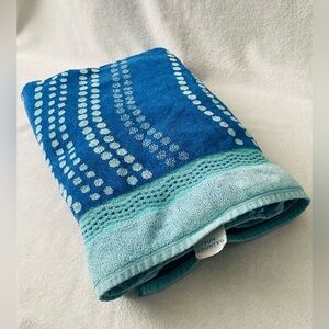 Sun Country Vintage Beach Towel Blue Polka Dot Waves 64”x35.5” 100% Cotton Pool